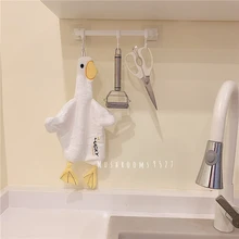 Koreańskie Kawaii kaczka ręcznik wiszący śliczny ręcznik kuchenny chłonny ręcznik ręcznik domowy tanie tanio CN (pochodzenie) Hand towel cartoon wyszywana Duck shape 100g można prać w pralce 11 s-15 s Zwierząt Poliester Bawełna