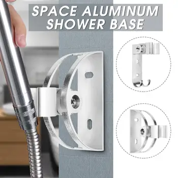 

Shower Head Base Space Aluminum Attachable Holder Bathroom Adjustable Angle Holder Fixed Buckle Design Lightweight Durable