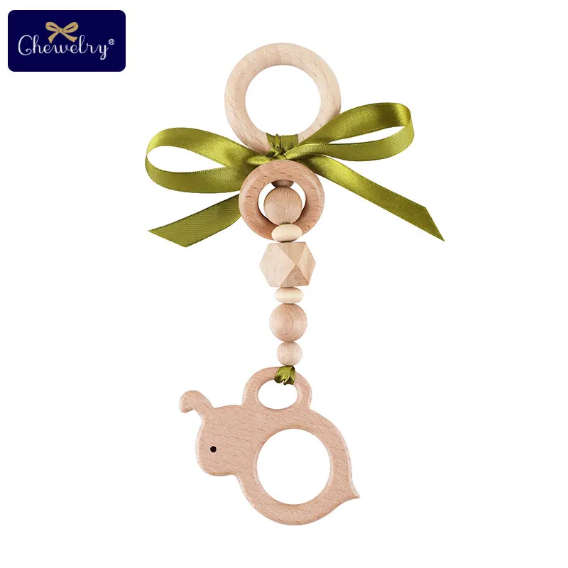 Baby Teether Wooden Pram Clip Baby Mobile Pram Play Gym Wood Beads Bee Pacifier Chain Chewable Baby Rattle Baby Teething Gifts