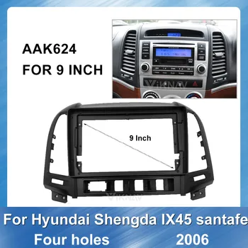 

9" Car Radio Fascia GPS Navigation plate panel Frame Fascias For Hyundai IX45 Santafe 2006 trim facia panel mounting car panel