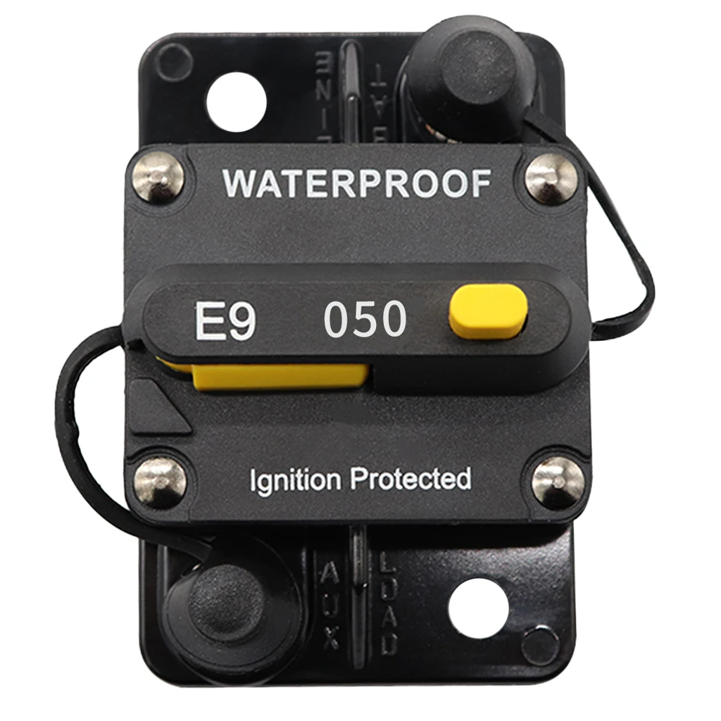50Amp Waterproof Circuit Breaker with Manual Reset for Amps Protection Marine Trolling Motors Boat ATV Manual Power 12V-24V DC