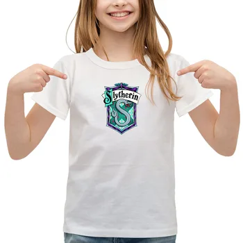 

Childrens T Shirt Hogwarts Slytherin Printed Girls Boys T Shirt Cotton Baby Clothes Men Women Tops Tees Summer Family Shirts