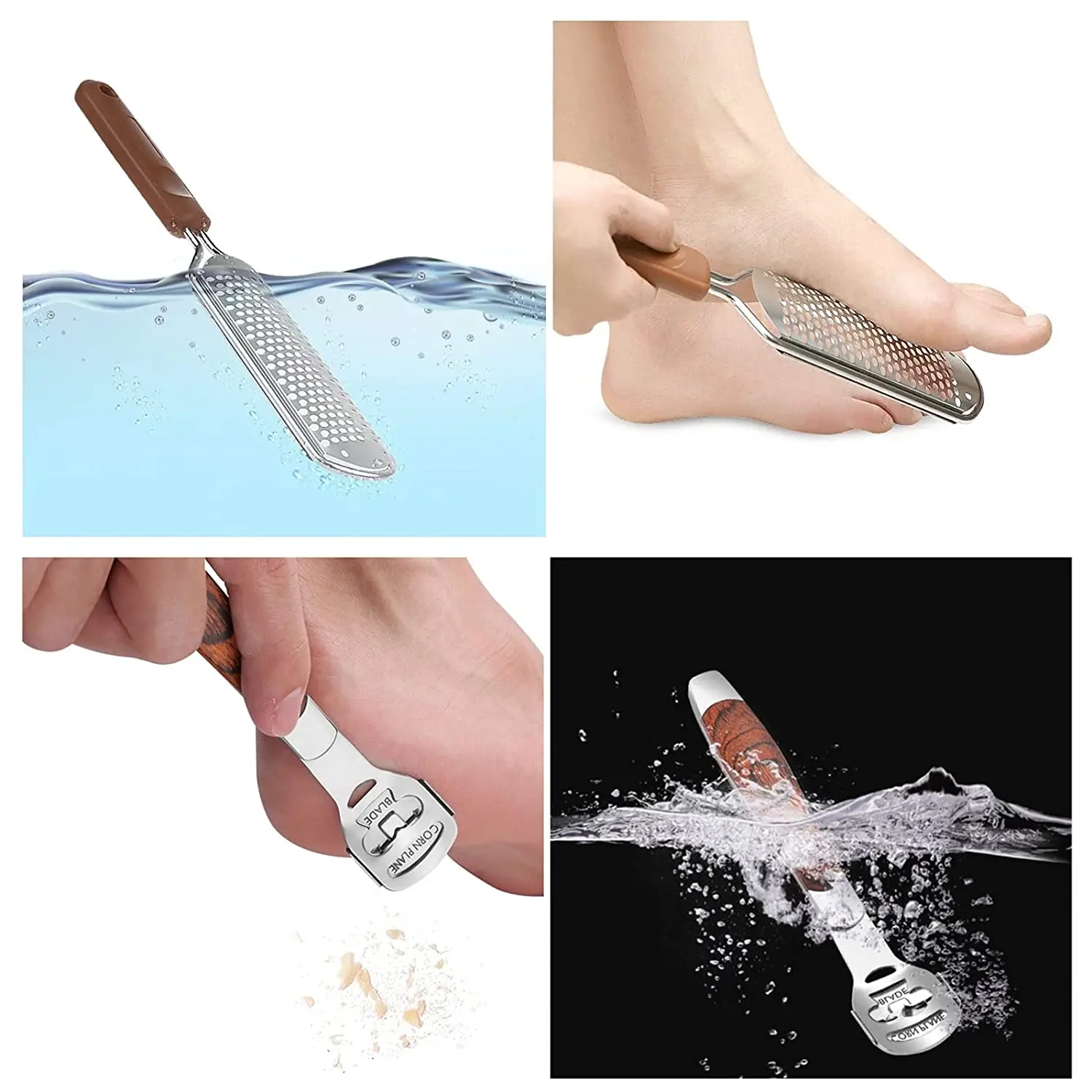 2 Pcs Professional Stainless Steel Callus Remover Foot File Scraper  Pedicure Tools Dead dead skin remover for feet foot care