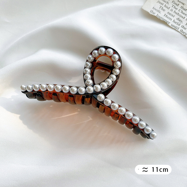 Pearl Hair Claw For Women Ladies Makeup Hair Barrettes Hair Accessories Korean Cross Crab Hair Clip Fashion Girl Headwear