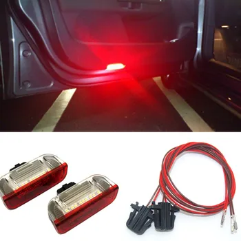 

2pcs Car Parking Warning door-light For V-W Tiguan New T-ouareg Passat B6B7 Golf CC Sharan Scirocco Car LED Door Welcome Lamp