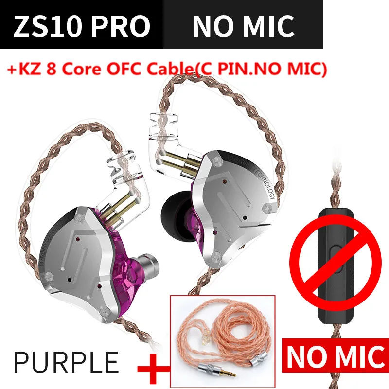 KZ ZS10 Pro 4BA+1DD Metal Headset Hybrid 10 drivers HIFI Bass Earbuds In Ear Monitor Sport Noise Cancelling Earphones KZ ZAX ZSX 