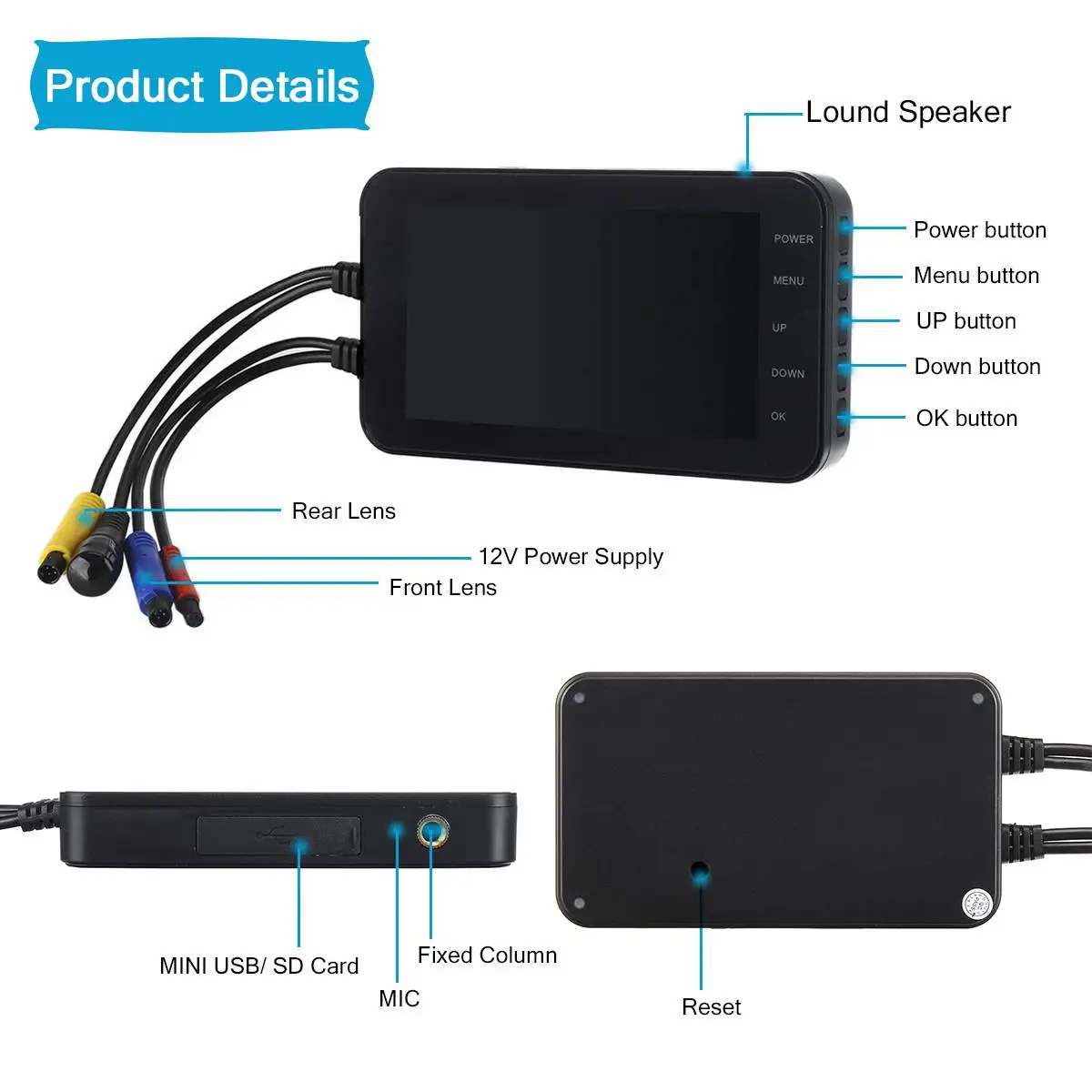 " HD 1080P мотоциклетный видеорегистратор Dashcam DVR фронтальная камера заднего вида wifi двойной объектив видеокамера Водонепроницаемая 140 градусов