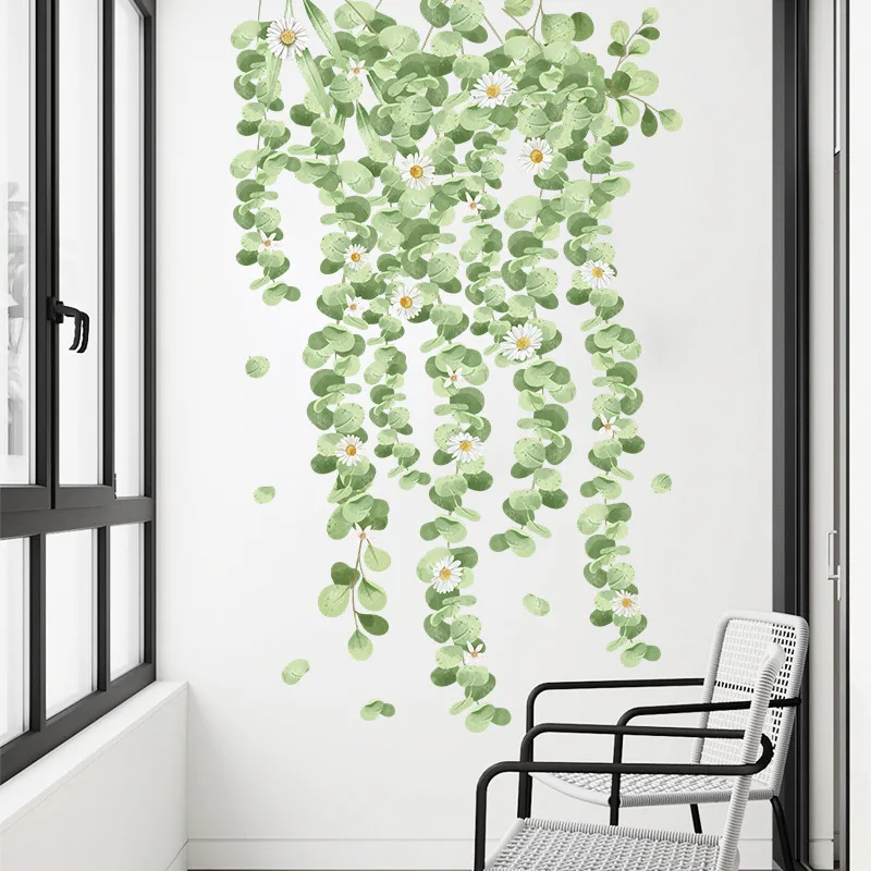 wall decal Large Nordic Green Leaf Wall Stickers for Living room Bedroom Wall Decor Removable PVC Wall Decals for Home Decor Room sticker vinyl wall decals