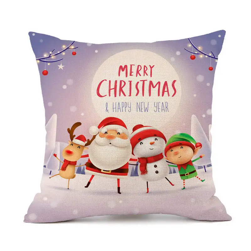 Merry Christmas подушка в форме Санта-Клауса чехол льняная снежинка снеговик олень декоративная наволочка Новогодняя Подушка 45*45 см