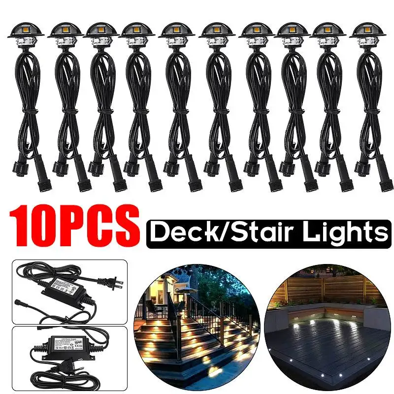 

10PCS/Pack LED Deck Lights Half-moon SMD5050 Garden Pathway Step Stair Lamp Decor Underground Waterproof Outdoor Spotlight