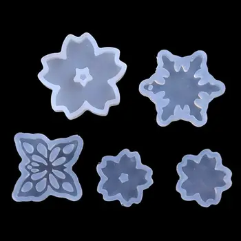 

5Pcs Snowflake Flower Pendant Molds Kit Cherry Blossom Resin Mold Jewelry Making Flower Resin Casting Molds