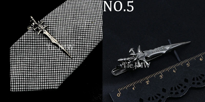 1 Piece Chrome Stainless Tie Clips Scissors Ax Car Owl Sword Hammer Shape Metal Tie Clip for Men Necktie Clips Pin For Mens Gift