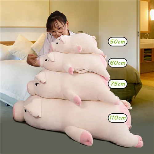 Fancytrader 43'' Kawaii Big Cartoon Pig Plush Toy Big Stuffed Fat Pink Pigs Hugging Pillow for Kids Girlfriend 110cm 2 Colors (7)