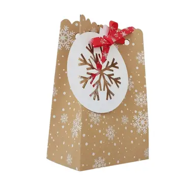 

24pcs Christmas Bags Kraft Paper Bags Goodie Bags for Christmas Party Decoration 634E