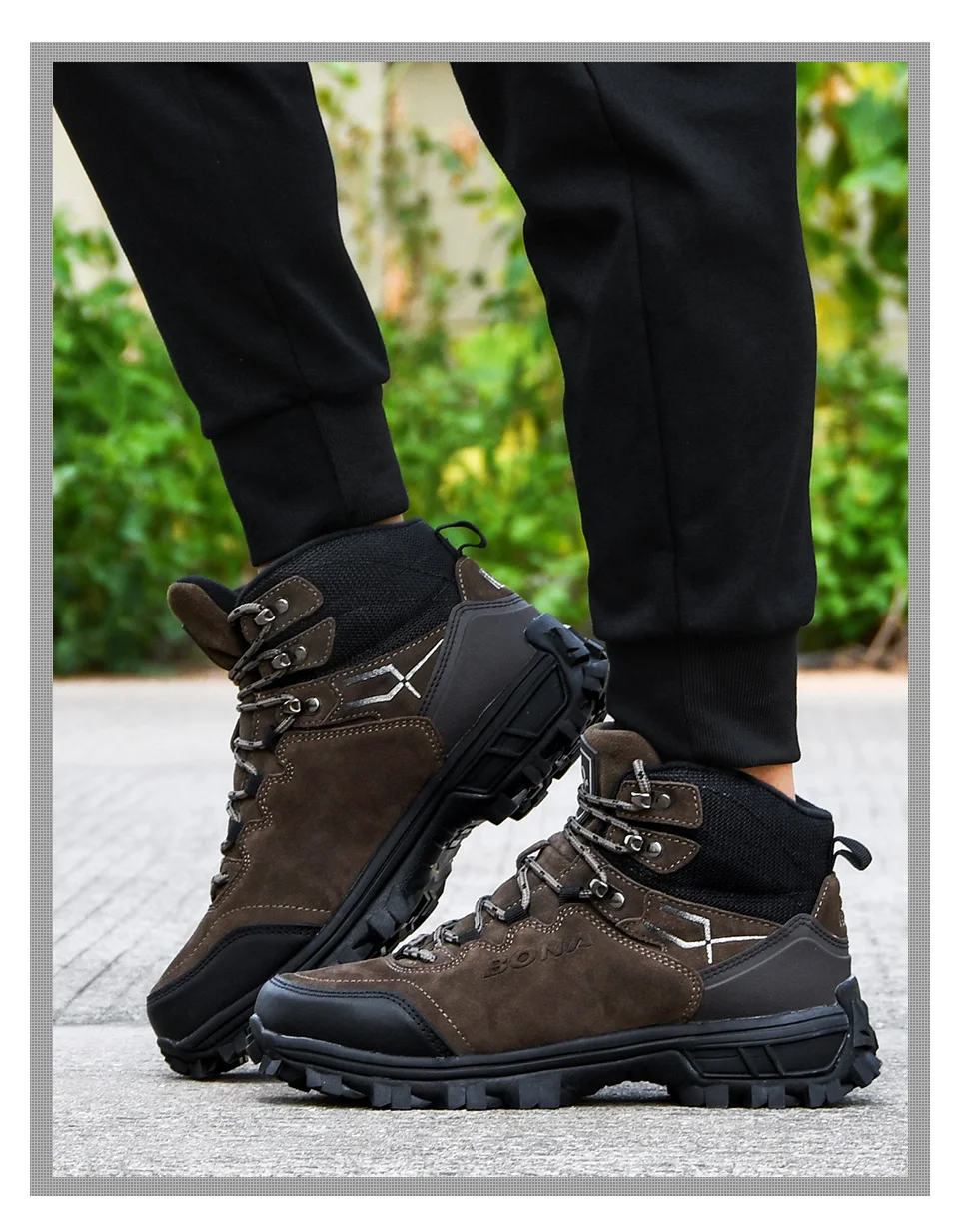 BONA/зимняя мужская обувь с высоким берцем из натуральной кожи; походная обувь; Плюшевые Теплые уличные спортивные ботинки для альпинизма; тактические военные ботинки