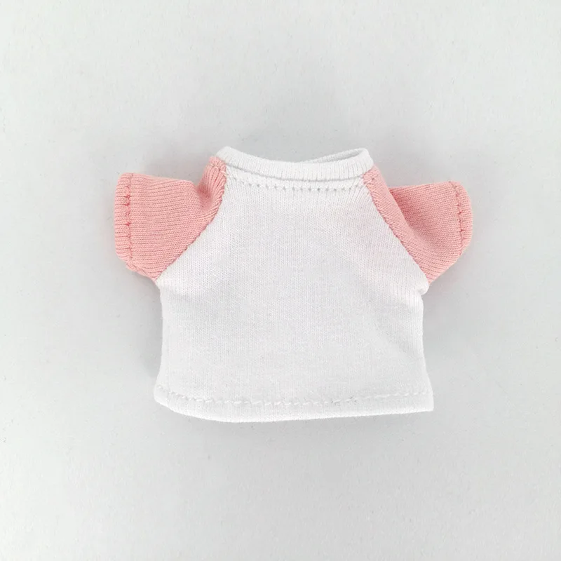 Candy Colors Doll Pink White Black Short Sleeve Hoodie T-Shirt Handmade Clothing Dress Up For Ob11,Obitsu11,Molly 1/12bjd Doll
