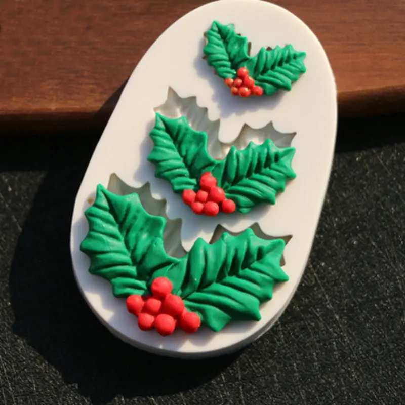 Christmas Tree Silicone Mold Relief Fondant Cake Decorating Tools Chocolate Gumpaste Candy Clay Mould Leaves Embossed Moulds