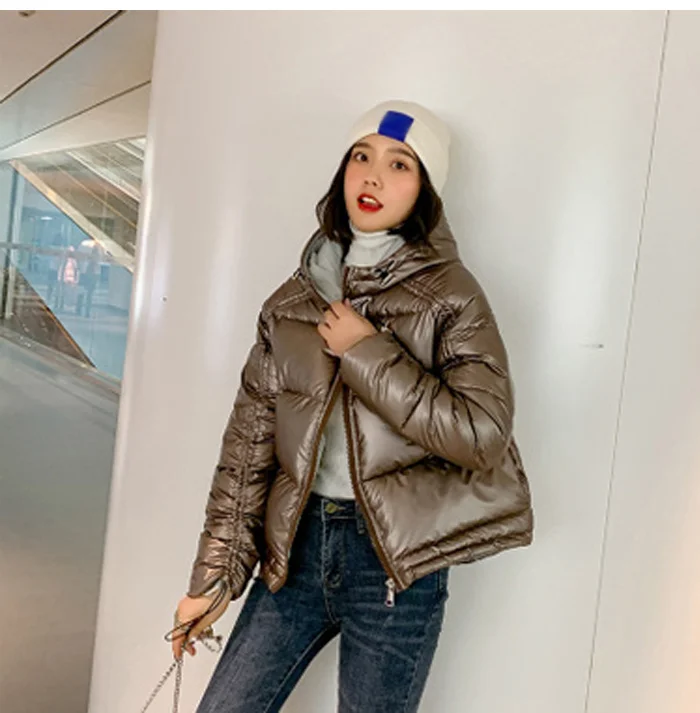 Bright Down Cotton Parkas Women's Short Bread clothing New Winter Chic Cotton Coat Women