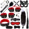 Exotic sex toys, leather plush sexy bondage bundle set, gag, whip, butt plug, sex toys for women, nipple clips, erotic sex toys 1