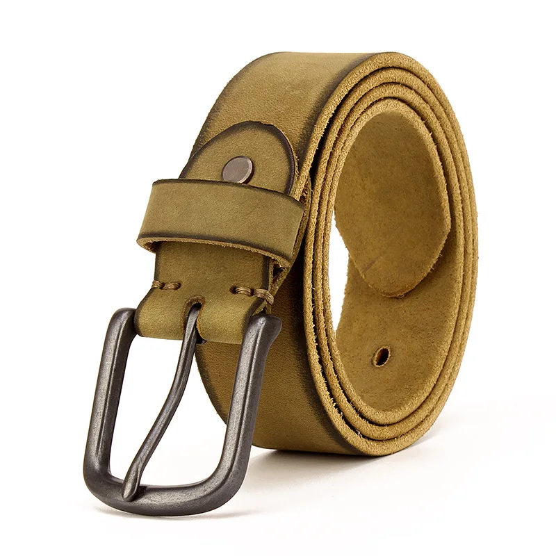 

New authentic men's Genuine Leather alloy buckle belt Italian first layer cowhide washed frosted retro casual jeans belt