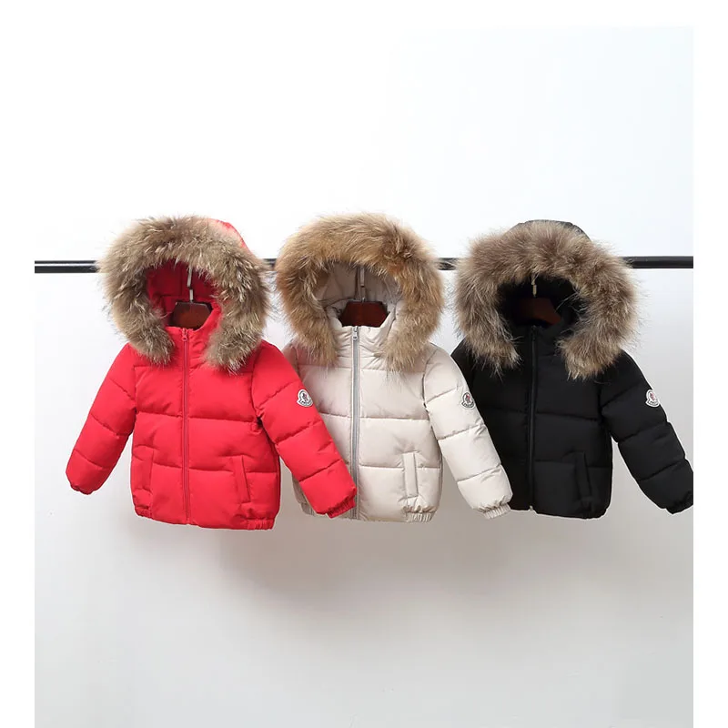 Пуховики для мальчиков; зимняя одежда для маленьких девочек; Детское пальто с мехом; плотные пальто с капюшоном; детские парки; зимний комбинезон для девочек; детская одежда