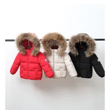 Пуховики для мальчиков; зимняя одежда для маленьких девочек; Детское пальто с мехом; плотные пальто с капюшоном; детские парки; зимний комбинезон для девочек; детская одежда