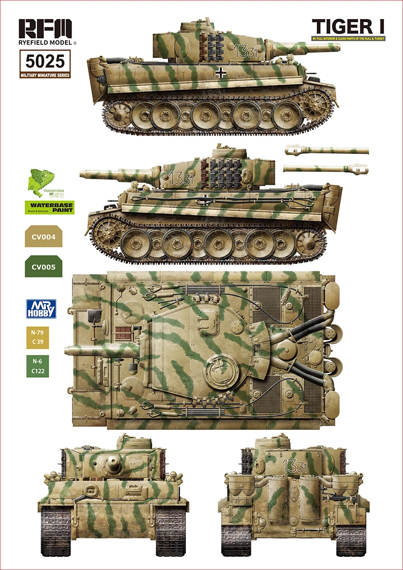 С полным интерьером [набор пластиковых моделей] модель Ryefield RM-5025 1/35 Tiger I Clear parts Ver