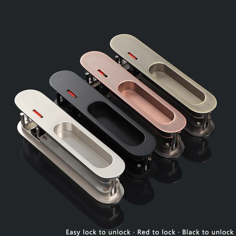 TOPKNORR Sliding Door Lock Hidden Handle Inside Door Lock Modern Anti-Theft Safe Room Wooden Furniture Hardware