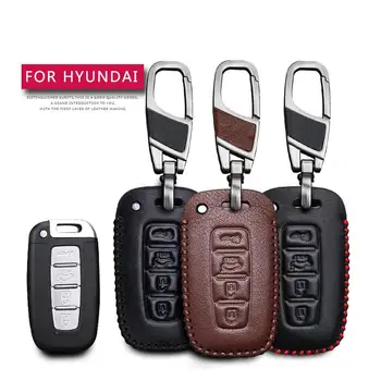 

Leather Car Key Case Cover For Hyundai Elantra Sonata Veloster Genesis Protection Key Shell Skin Bag Only Case