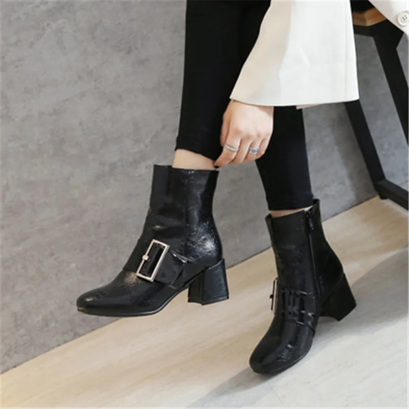 stylish leather high heel women boots