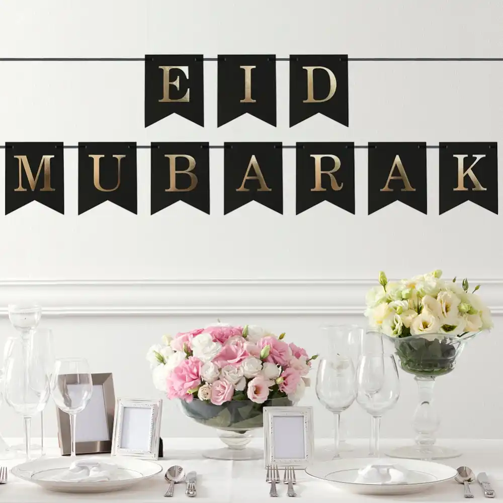 EID MUBARAK Paper Banner Ramadan Muslim Festival Garland Home Party Decoration~