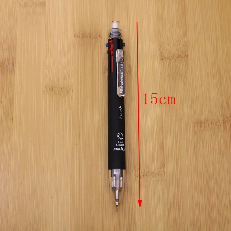 Мульти-Функция ручка пять-цветная шариковая ручка черный/синий/зеленый/красный/фиолетовый Шариковая ручка 0,7 мм+ 0,5 мм, платье-карандаш для офиса, канцелярские товары