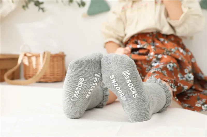 Baby Girls Socks Kids Toddlers Ruffle Knee High Long Soft Cotton Sock Lace Flower Children Infant Girl Socks For 0-5 Years
