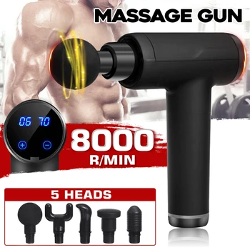 

8000 r/min Therapy Massage Guns 20 Speed Muscle Massager Sport Massage Machine Relax Pain Body Slimming Relief With 6 Heads