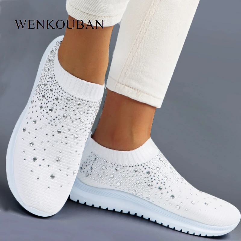 Zapatillas de deporte con cordones de cristal vulcanizadas para muje Zapatillas de deporte con cordones de cristal vulcanizadas para muje
