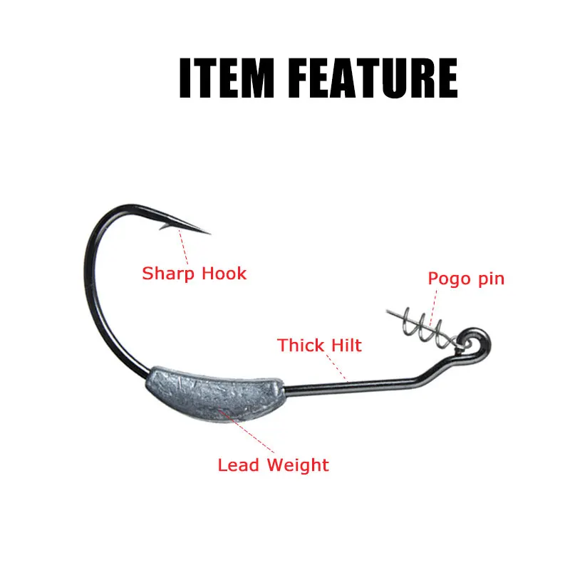 Fishing Terminal Tackle 5 Pcs Lot Fishing Hooks With Spring Lock Pin Carbon Steel 2g 2 5g 3g 5 25g 7g