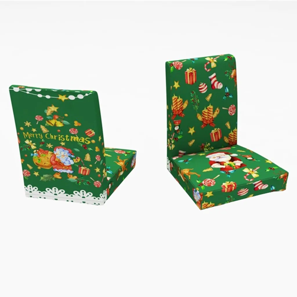 Chair Cover Рождественские чехлы для стульев с цифровой печатью, скатерть для столовой, эластичные чехлы на кресла из спандекса, рождественские украшения для дома - Цвет: Chair Cover