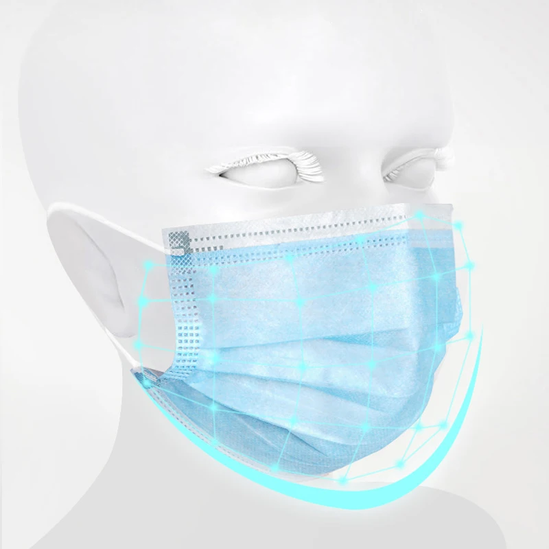 50-600PCS Face Mask Disposable Protect Mouth Cover 3 Layer Non-woven Nose Breathable Mascarillas Negras Adult Face Mouth Masks 6