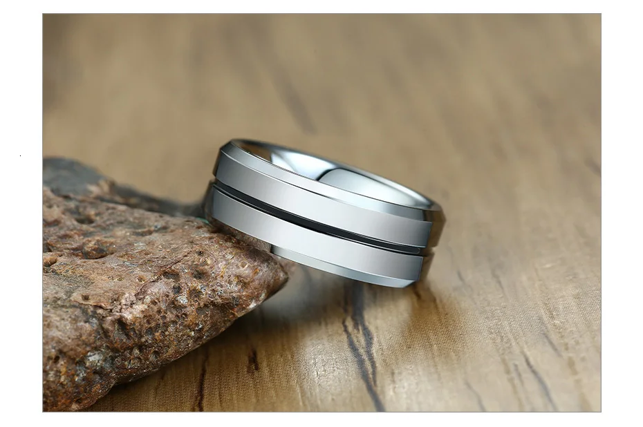 Vnox повседневное вольфрамовое кольцо для мужчин 8 мм тонкий паз вольфрамовый Карбид обручальное кольцо