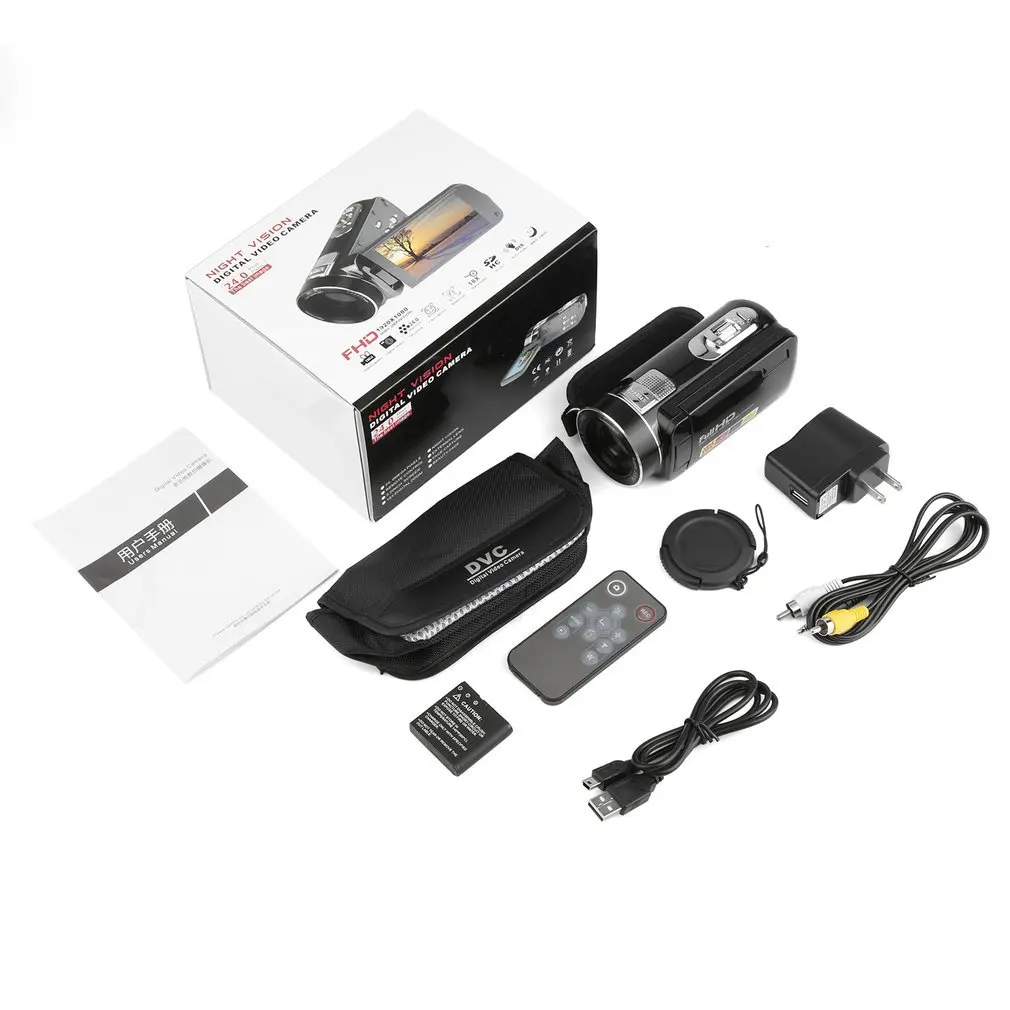 

Portable Night Vision FHD 1920 x 1080 3.0 Inch LCD Touchscreen 18X 24MP Digital Video Camera Camcorder