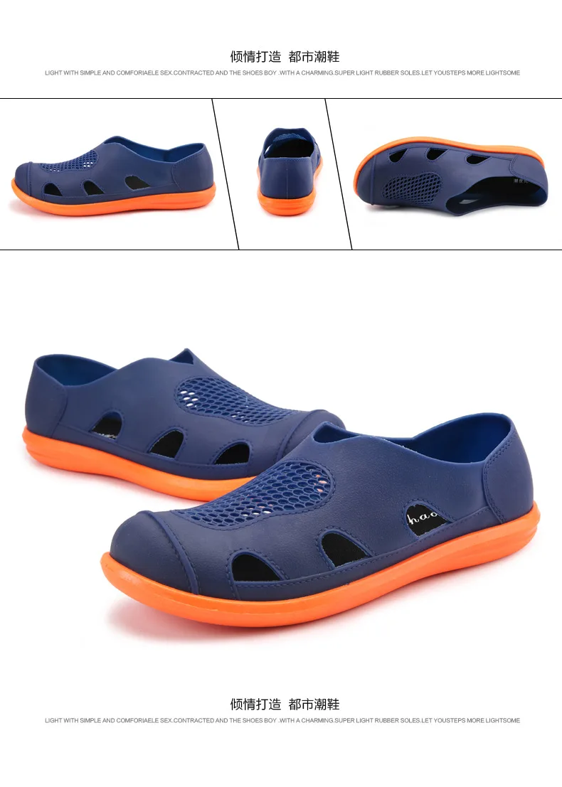 Hottest Soft Jelly Cool Hollow-out Comfortable Sandals Beach Flat slippers Men Slippers Hollow Out Breathable Beach Casual Shoes