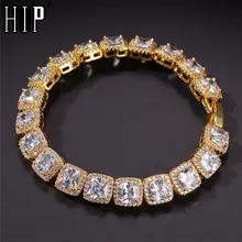 Хип-Хоп 10 мм кубический цирконий Bling Iced Out браслет квадратный Aaa Cz камень теннисная цепь браслеты для мужчин и женщин ювелирные изделия Прямая поставка