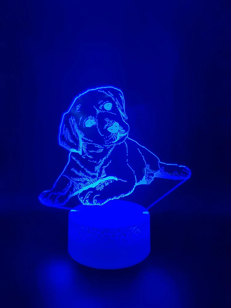 3D Lamp pets the dog puppy touch sensor bright base atmosphere color changing with remote for indoor decor led night light lamp