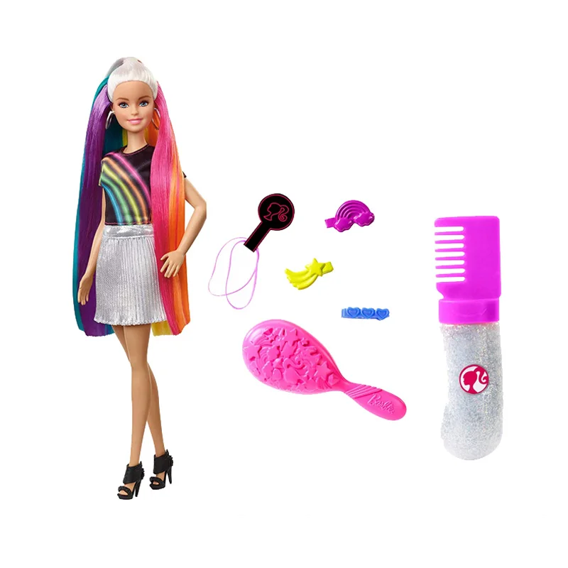 Original Barbie Rainbow Sparkle Hair Doll Beautiful Girl Different
