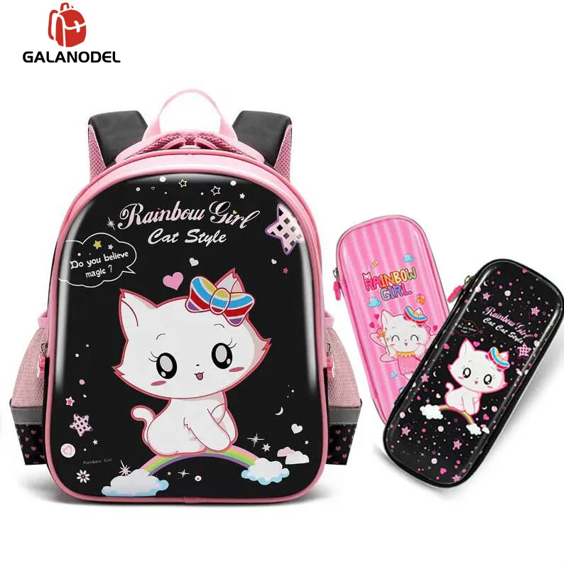 Вырезанная кошка школьная сумка для девочек с мультяшным рисунком Рюкзак Водонепроницаемый Нейлон Детская сумка Mochila Infantil рюкзак - Цвет: Small5