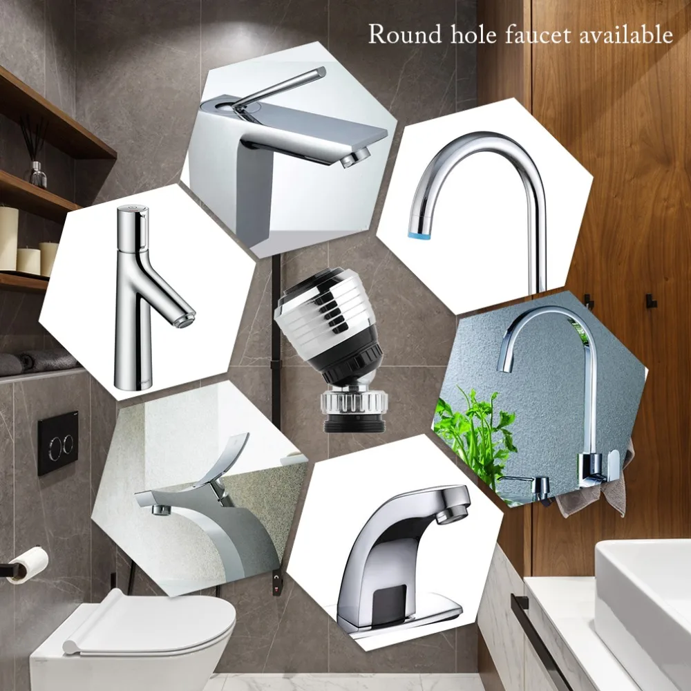 Zinc Alloy Shell 360 Degree Rotate Water Filter Faucet Nozzle Swivel Water Saving Tap Aerator Faucet Nozzle Filter Water Bubbler