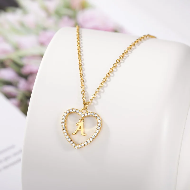 Letter Heart Pendant Necklace 