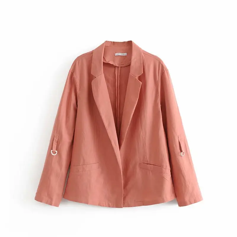 

2018 Europe And America Fashion New Style Candy-Colored Flax Sleeves Suit Jacket Women's 11572
