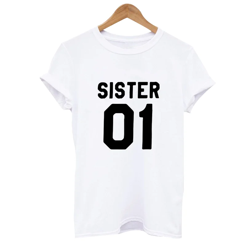 

Women Fashion Summer Best Friends T Shirt SISTER 01 SISTER 02 SISTER 03 Tee Shirt Short Sleeve Sister Outfit