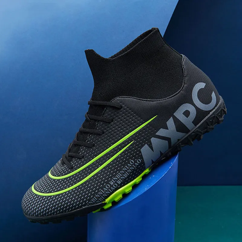 MWY мужские сникерсы высокие футбольные бутсы обувь для футзала мужские бутсы Детская футбольная обувь кроссовки тренировочная обувь Voetbalschoenen - Цвет: Black